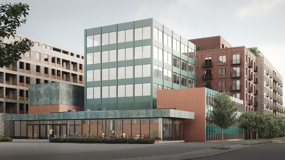 Visionsbild mot Styckmästargatan med påbyggnader ovanpå befintliga byggnader. Illustration: Andreas Martin-Löf arkitekter